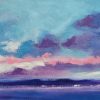 Dream purple indigo seascape painting on canvas - 24x48 in | 60x120 cm
