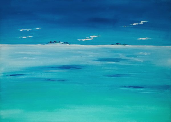 Blue islands seascape painting on canvas - 20x28 in | 50x70 cm
