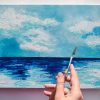 Vivid blue seascape painting on canvas - 12x16 in | 30x40 cm