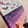 Purple sky seascape painting on canvas - 12x16 in | 30x40 cm