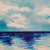 Vivid blue seascape painting on canvas - 12x16 in | 30x40 cm