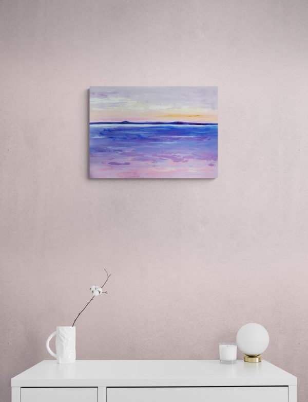 Very peri seascape painting on canvas - 20x28 in | 50x70 cm