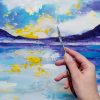 Gentle blue seascape painting on canvas - 24x48 in | 60x120 cm