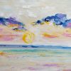 Early morning seascape painting on canvas - 24x48 in | 60x120 cm