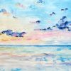 Early morning seascape painting on canvas - 24x48 in | 60x120 cm