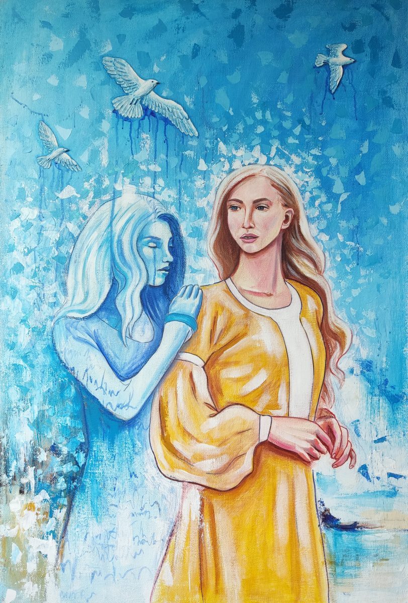 Soul sister mixed media painting on canvas - 27x31 in | 120x80 cm