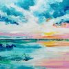 Tropical sunset seascape painting on canvas - 12x16 in | 30x40 cm