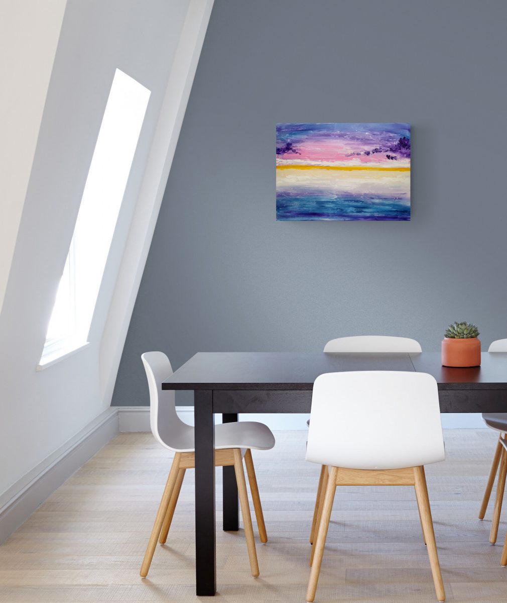 When the sun goes down seascape painting on canvas - 20x28 in | 50x70 cm