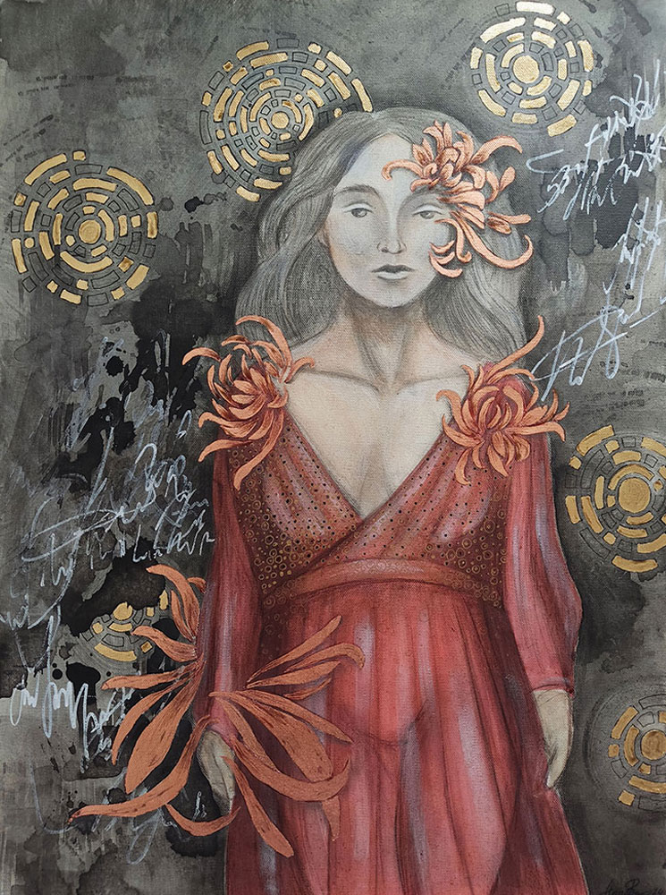 Chrysanthemum Bloom | Revival - women portrait on canvas - 28x20 in | 70x50 cm
